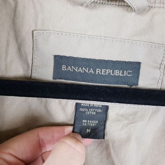 Women's Banana Republic Beige Button/Zip Up Utility Heavy Duty Coat Jacket sz MD - Picture 15 of 16